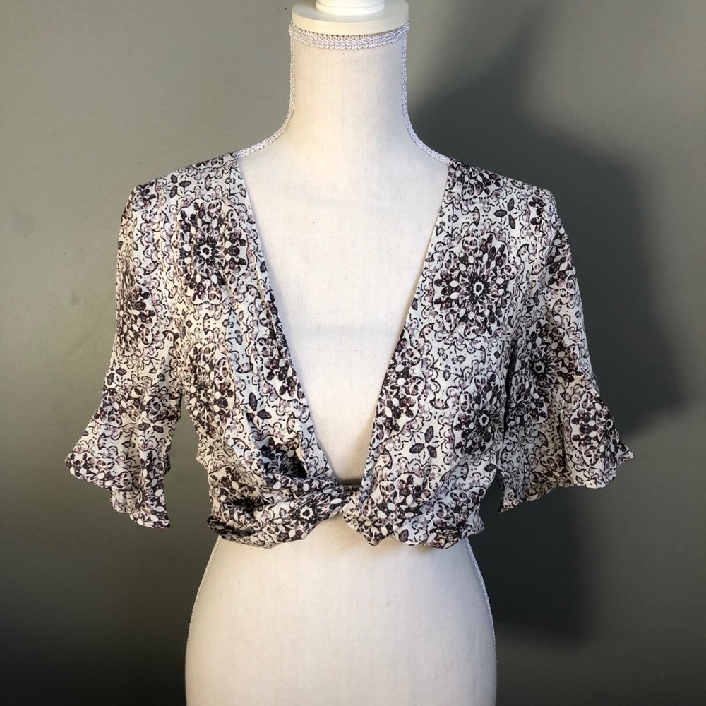 Purple Floral Crop Top